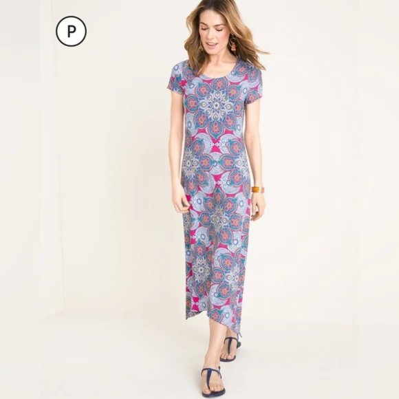 Chico's Medallion Cluster-Print Dress 8/10 - Picture 1 of 16
